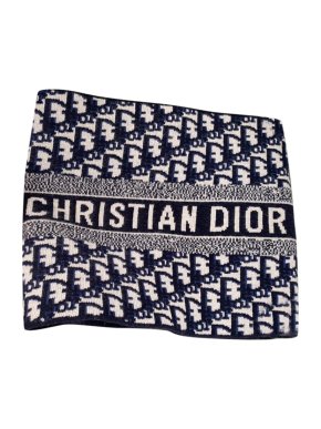 Dior Blue Oblique Cashmere & Wool Reversible Collar