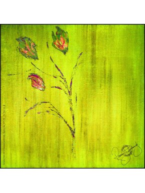 Rosemary Goodenough Green Springing Tulips XIX Silk Scarf