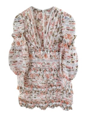 Zimmermann Floral Print Smocked Mini Dress