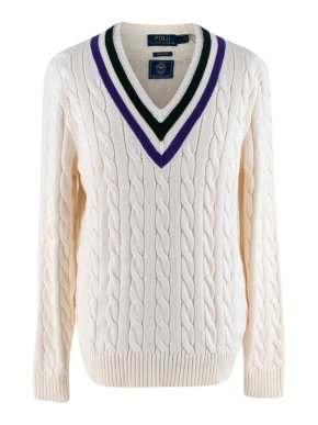 Polo Ralph Lauren Wimbledon Cream Cable Knit Cricket Sweater