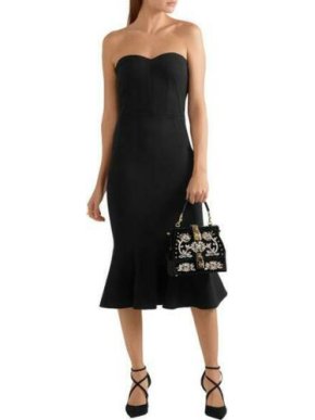 Dolce & Gabbana Black Strapless Sweetheart Midi Dress