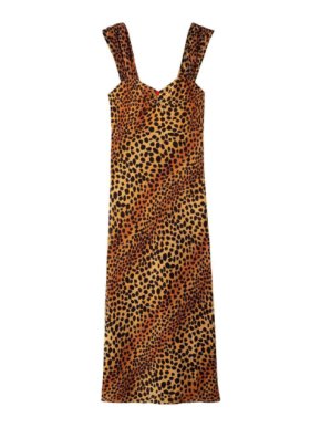 Rixo Astrid Ombre Leopard Print Silk Midi Slip Dress