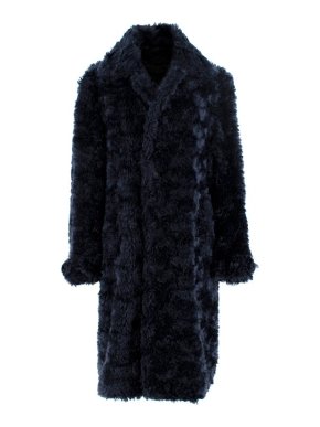 Burberry Prorsum Dark Navy Faux-Shearling Single Breast Teddy Coat