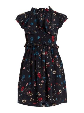 BALENCIAGA Baby Doll Plastron Floral-print Silk Mini Dress