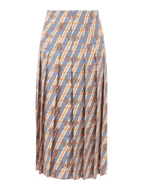 Gucci Giraffe-print Silk-Satin Pleated Midi Skirt