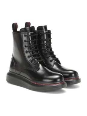 Alexander McQueen Black Contrast Sole Hybrid Combat Boots