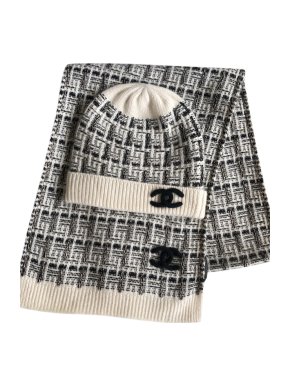 Chanel Lurex Knit Mohair & Cashmere Knit Scarf & Hat
