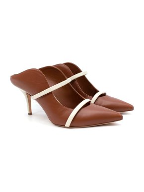 Malone Souliers Maureen Tan & Cream Nappa Leather Mules