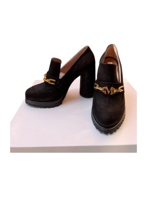 Max Mara Black Suede High Heeled Loafers