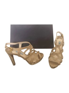 Prada Nude Platform Strappy Sandals