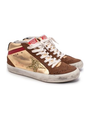 Golden Goose MidStar Gold Glitter Star Sneakers