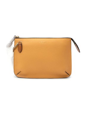Smythson Concertina Ludlow Leather Mustard Yellow Crossbody Bag