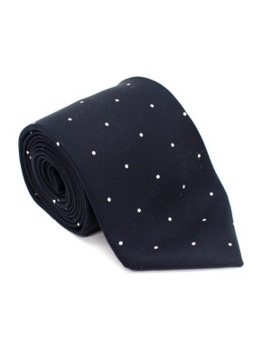 Turnbull & Asser Seven-Fold Navy Churchill Spot Silk Tie