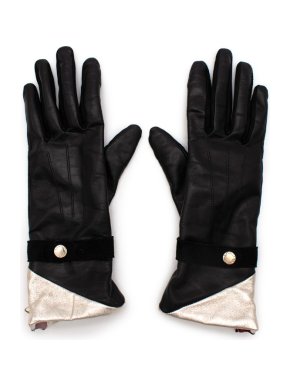 Agnelle Black & Silver Leather Gloves