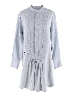 Christian Dior Blue Pinstripe Silk Tunic Shirt