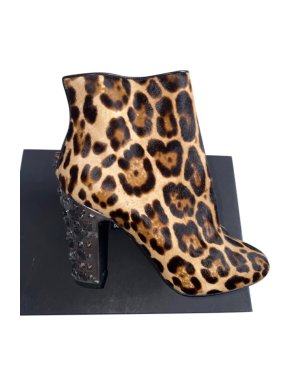 Dolce & Gabbana Leopard Calf Hair Embellished Ankle Boots