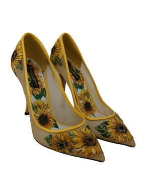Dolce & Gabbana Sunflower Embroidered Mesh Pumps