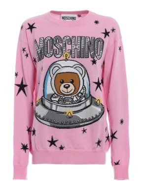 Moschino Couture Pink Space Teddy Intarsia Jumper