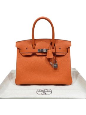 Hermes Orange Clemence Leather Birkin 30 PHW
