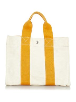 Hermes White & Yellow Canvas Bora Bora PM Tote
