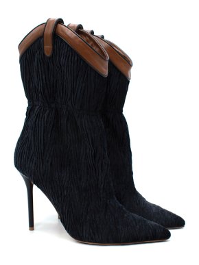 Malone Souliers Daisy Deep Navy Velvet & Leather Heeled Ankle Boots