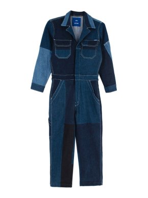 Mother Patchwork Indigo Denim Jumpsuit