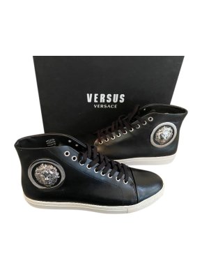 Versus Versace Black Leather Lion Head trainers