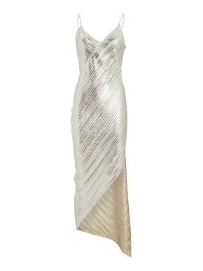 David Koma Lame Asymmetric Slip Dress
