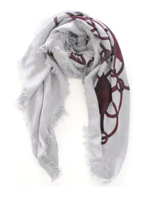 Gucci Wool Blend Grey & Burgundy Scarf
