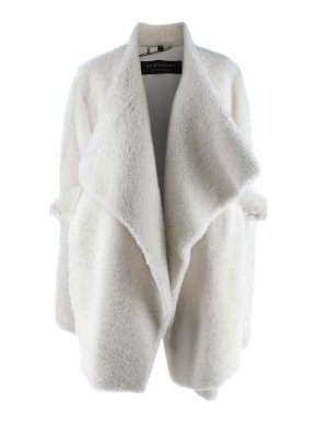 Burberry Ivory Shearling Draped Cape