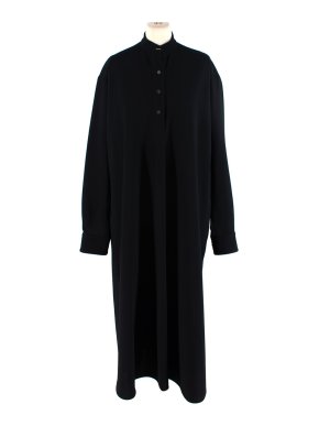 Rosetta Getty Black Crepe Twill Mandarin Collar Long Tunic Dress