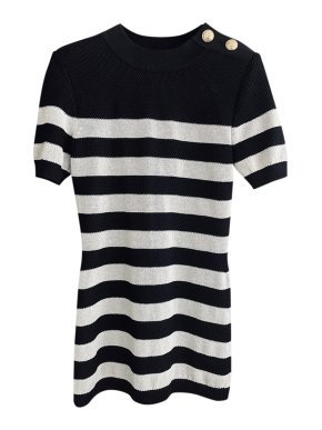 Balmain Metallic Knit Sailor Stripe Jumper