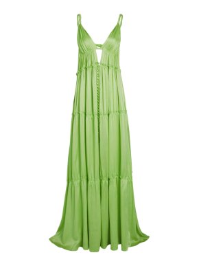 Jonathan Simkhai Jade Tiered Silk Sandwashed Charmeuse Gown