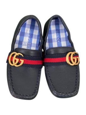 Gucci blue kids size 28 GG web loafers