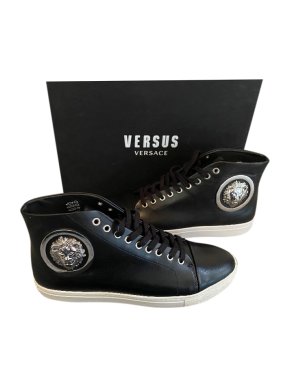 Versus Versace Black Leather High Top Sneakers