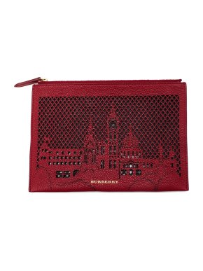 Burberry Burgundy London Lasercut Pouch