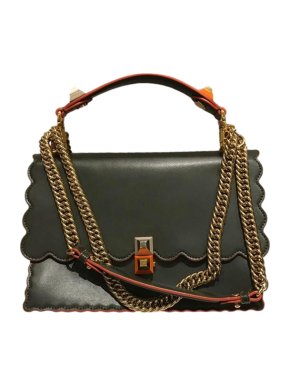 Fendi Scalloped Kan I Khaki Shoulder Bag
