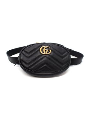 Gucci Black GG Marmont Leather Belt Bag - Size 85