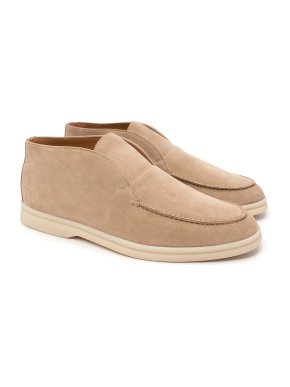 Loro Piana Open Walk Beige Suede Loafers