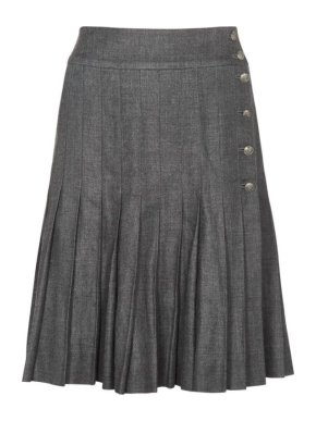Chanel Linen & Cashmere Grey Pleated Skirt