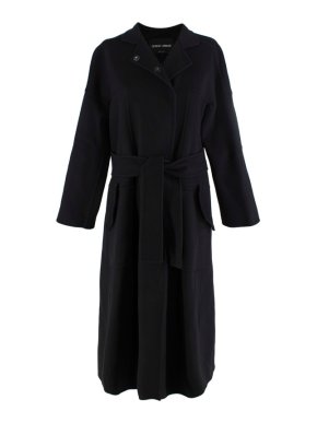 Giorgio Armani Black Seamed Belted Cashmere Coat