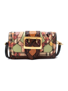 Burberry Garden Buckle Leather Patchwork Crossbody Bag