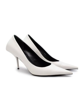 Balenciaga Square White Leather Knife Pumps