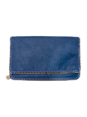 Stella McCartney Navy Faux Leather Flap Clutch