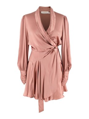 Zimmermann Rose-Pink Silk Charmeuse Wrap Dress