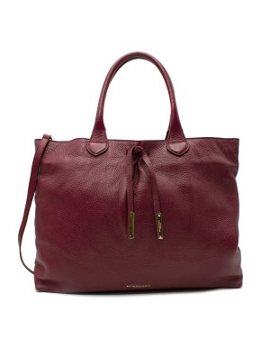 Burberry Cherry Red Leather Tote Bag