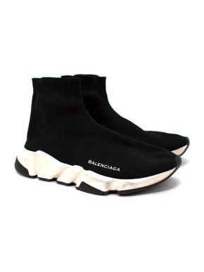 Balenciaga Black & White Speed Slip-On Sock Trainers