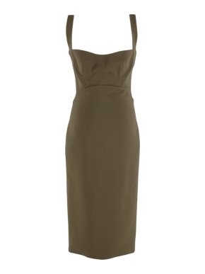 Dion Lee Khaki Sleeveless Sweetheart Midi Dress