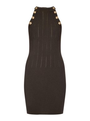 Balmain Black Knit Halterneck Dress