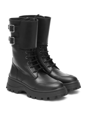 Miu Miu Black Leather platform combat boots